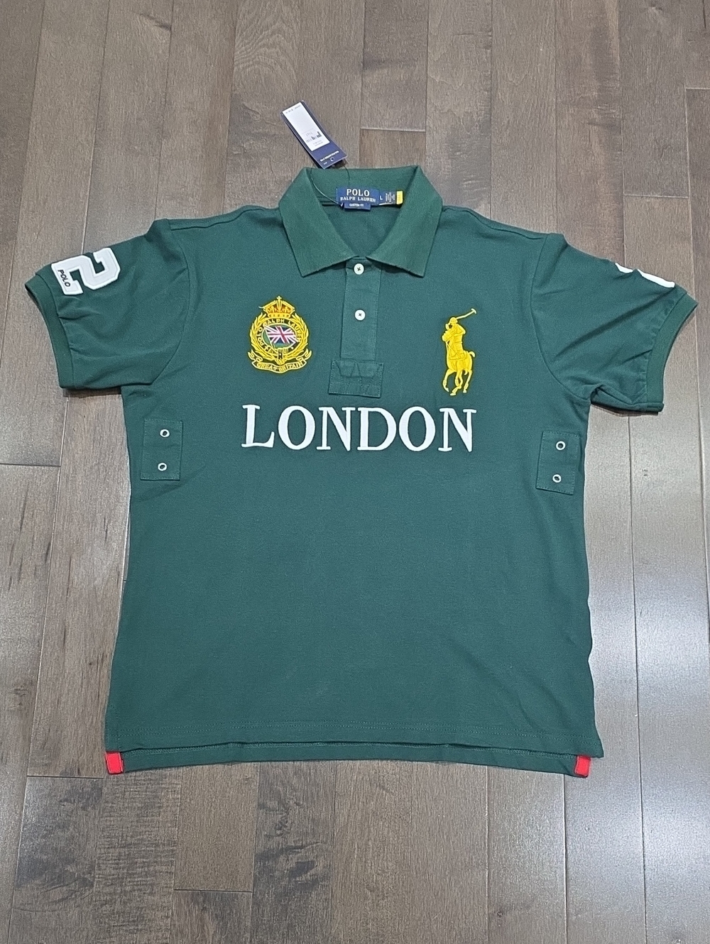 Polo Shirt - Dark Green London Crest with Yellow Embroidery